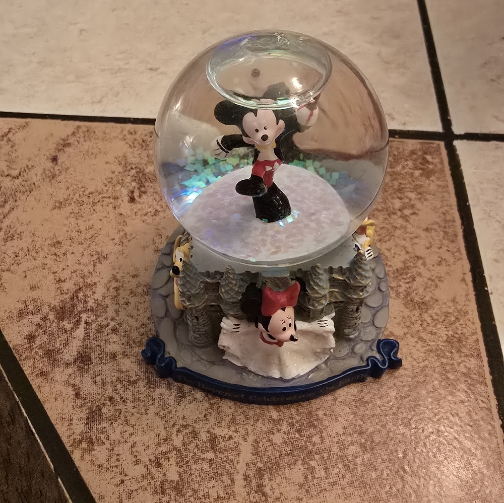 Disney Mickey Mouse Mini Snow Globe 3” Happiest Celebration on Earth 2005